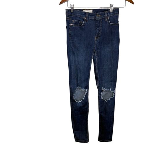 Free People Skinny Jean Womens 26 Destroyed Busted Knee Distressed Denim Zip Fly - Picture 1 of 5